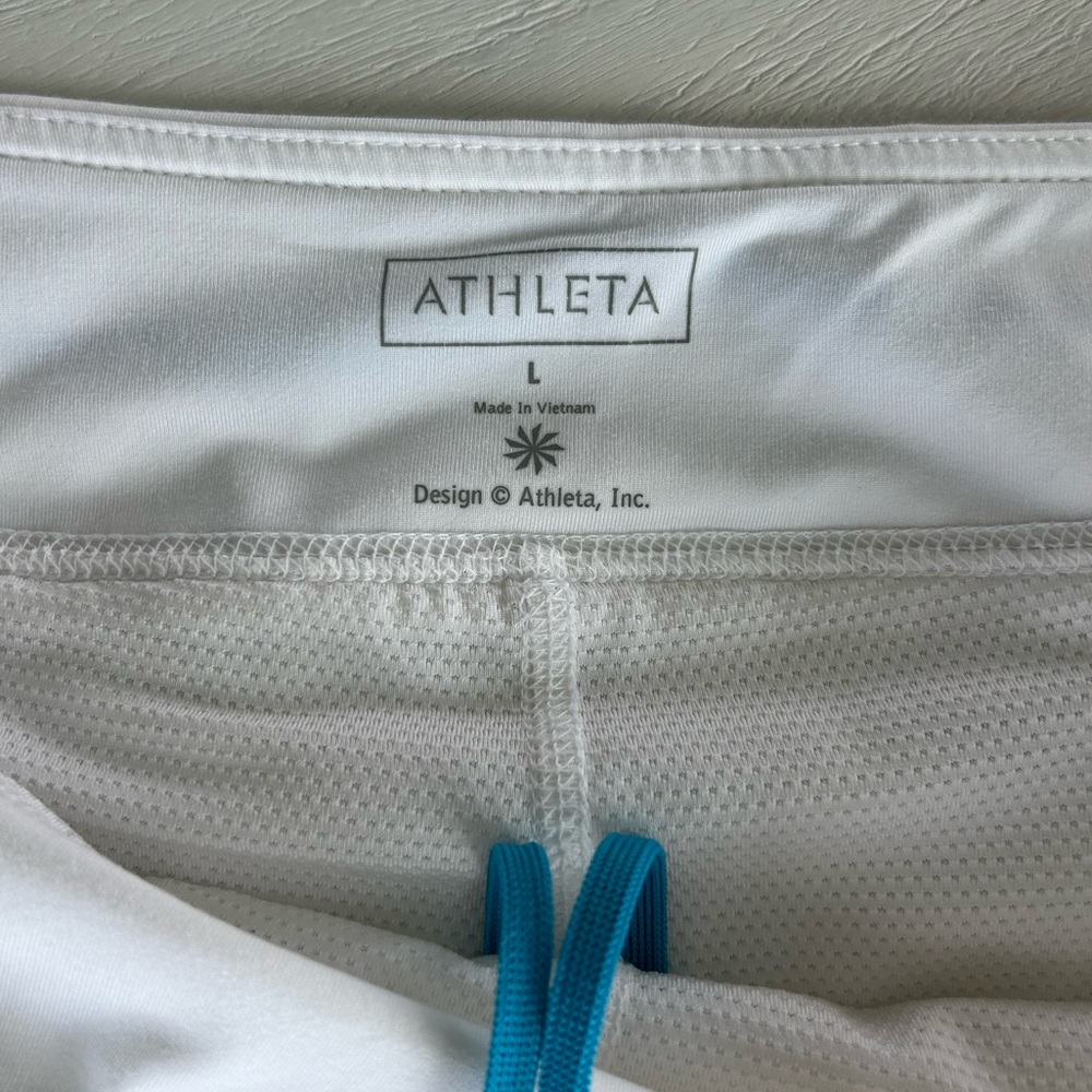 Athleta Skort Second Wind Pleated White Skort Skirt Large Pickleball Tennis - Picture 3 of 7